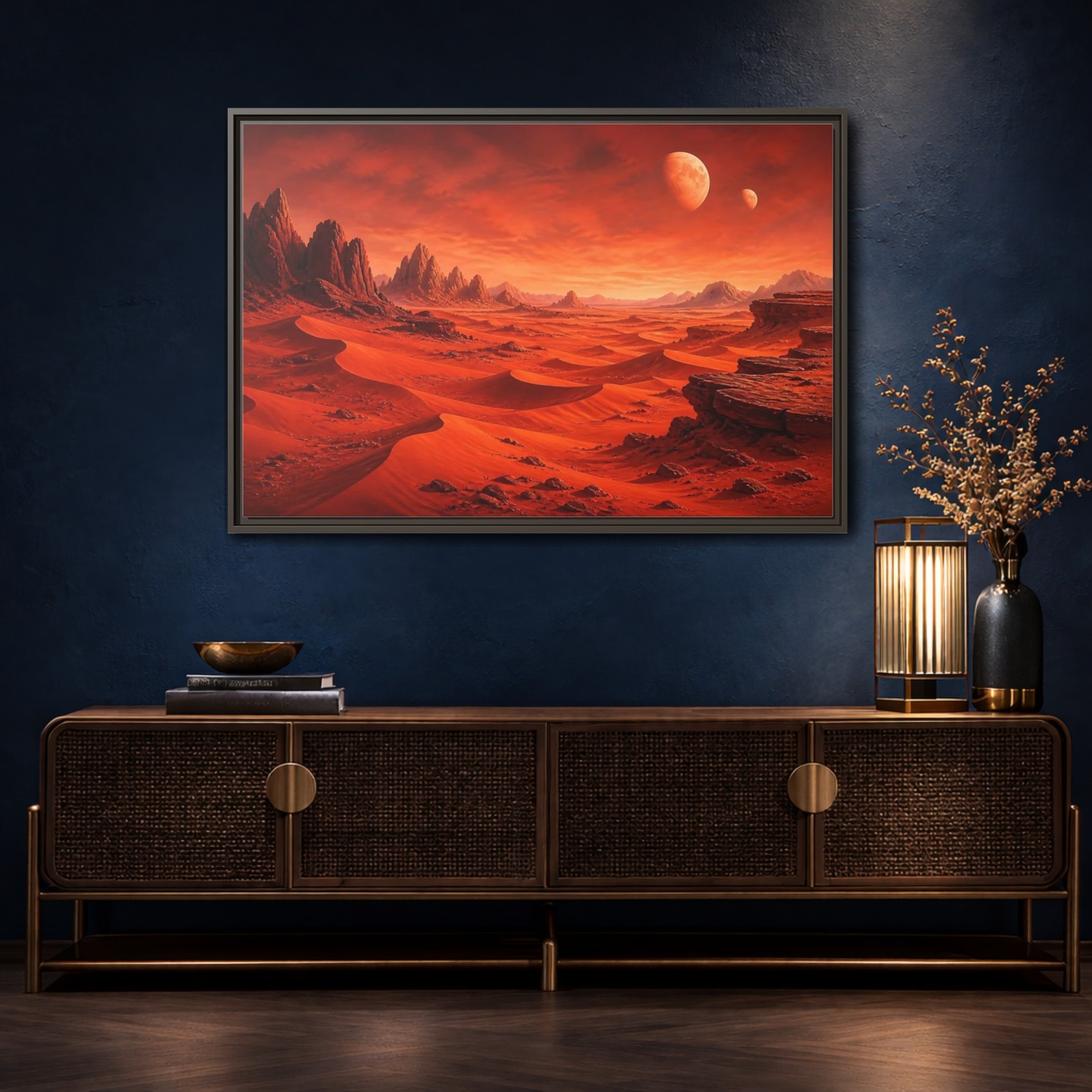Mockup 4. Science Fiction Alien Landscape Red Desert Landscape shown as stretched canvas wall art