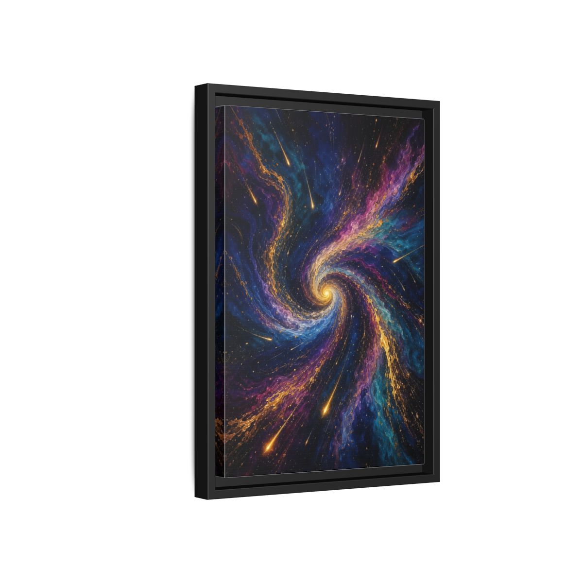 Side Mockup 6. Science Fiction Cosmic Swirl Vibrant Cosmic Swirl shown as stretched canvas wall art