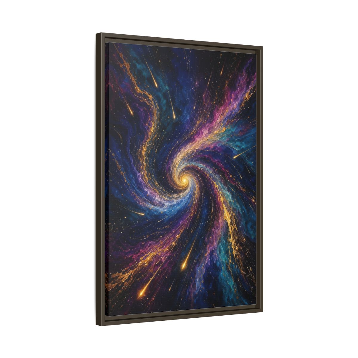 Side Mockup 11. Science Fiction Cosmic Swirl Vibrant Cosmic Swirl shown as stretched canvas wall art