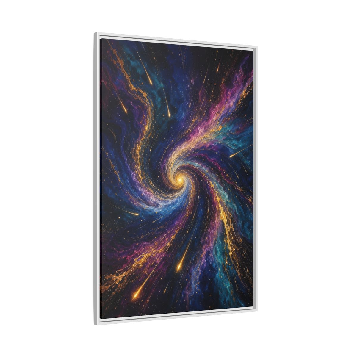 Side Mockup 7. Science Fiction Cosmic Swirl Vibrant Cosmic Swirl shown as stretched canvas wall art