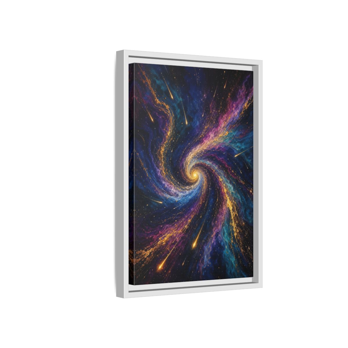 Side Mockup 4. Science Fiction Cosmic Swirl Vibrant Cosmic Swirl shown as stretched canvas wall art