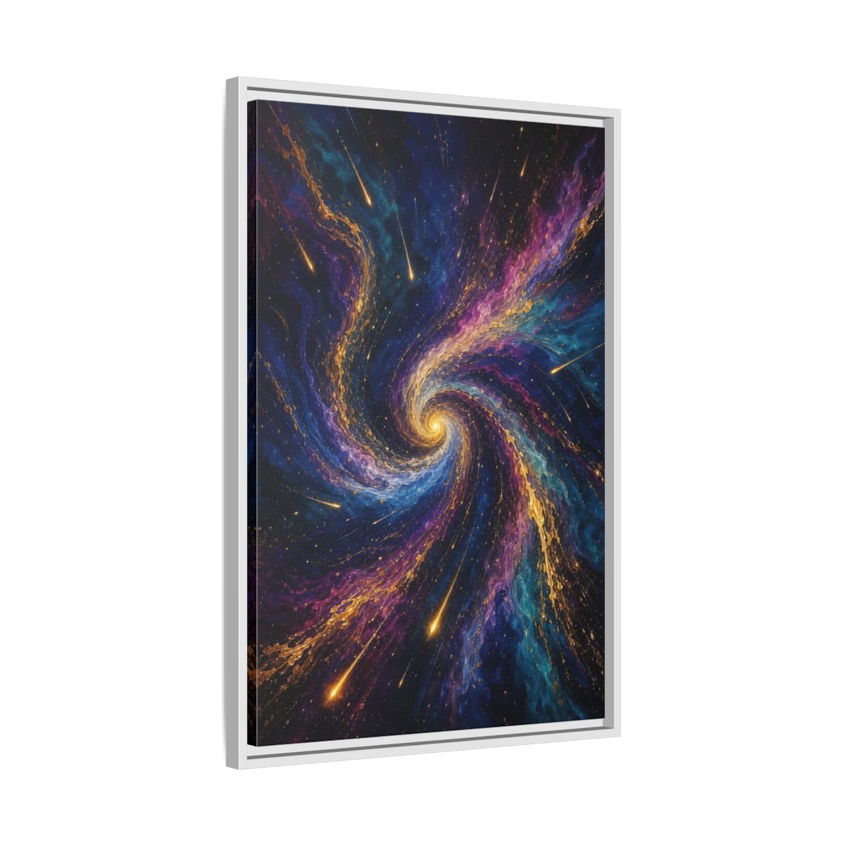 Side Mockup 10. Science Fiction Cosmic Swirl Vibrant Cosmic Swirl shown as stretched canvas wall art