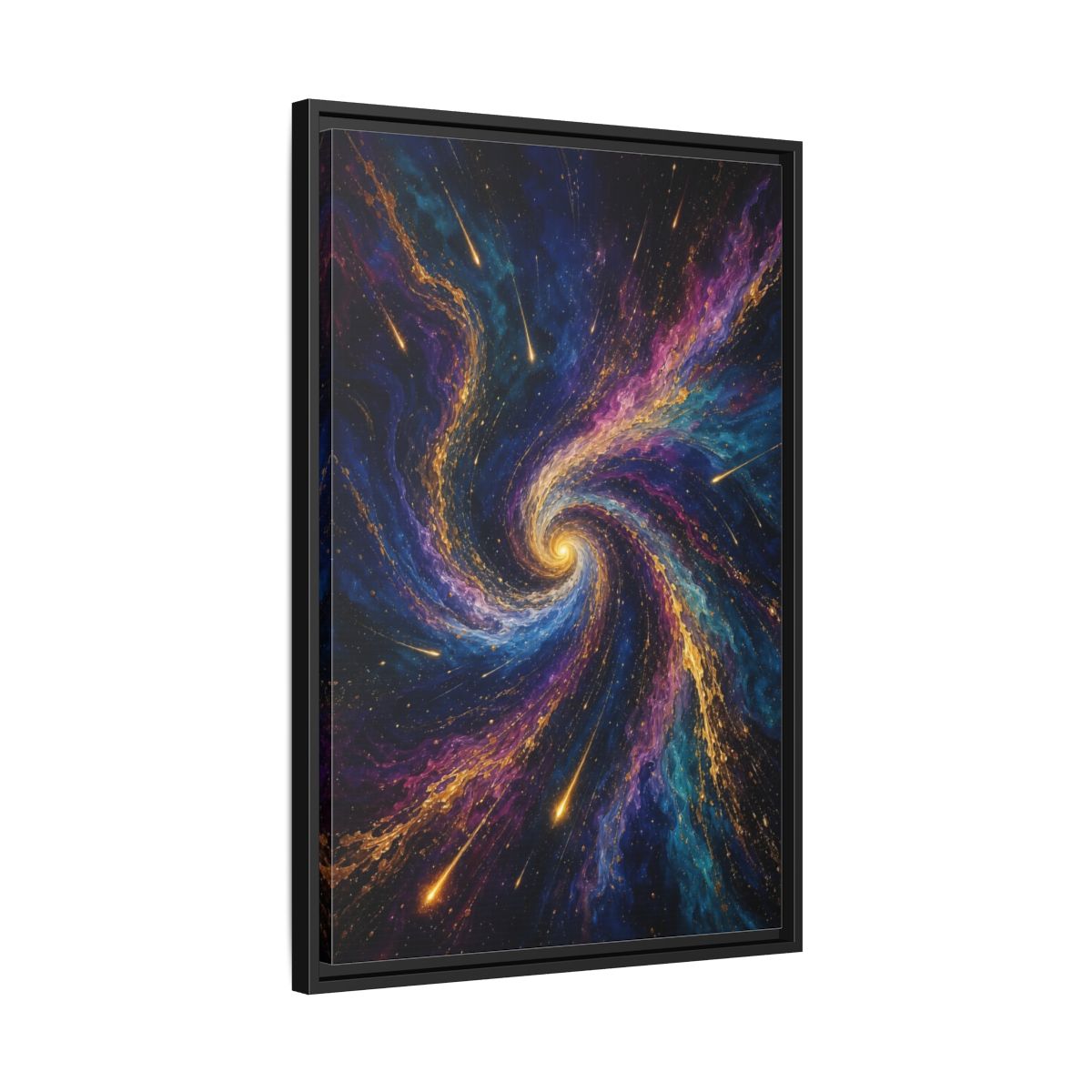 Side Mockup 14. Science Fiction Cosmic Swirl Vibrant Cosmic Swirl shown as stretched canvas wall art