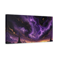 Side Mockup 3. Science Fiction Fantasy Spires Purple Fantasy shown as stretched canvas wall art