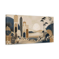 Side Mockup 3. Vintage Ethnic Oasis Ethnic Landscape shown as stretched canvas wall art