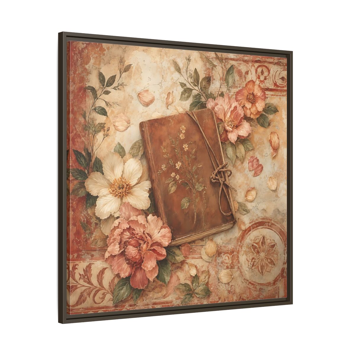 Main Mockup. Vintage Vintage Book Vintage Floral Book shown as stretched canvas wall art